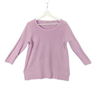 Soft Surroundings Cotton Silk Open Knit Sweater Lightweight Purple Luxe Womens M